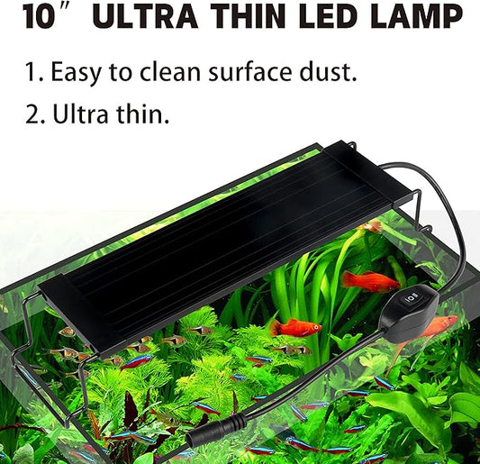 Aquarium Lights Fish Tank Light 10 Gallon Planted Ultra Slim Aquarium LED Light with Switch (10-15") Waterrebirth
