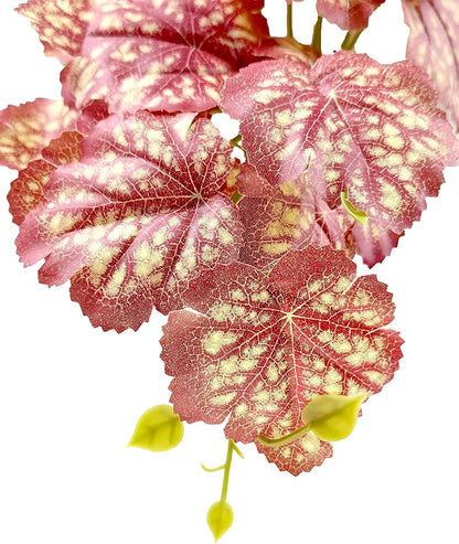 Woyrise Reptile Plants, Terrarium Hanging Plants Vines for Reptile Tank, Amphibian Habitat Leaves Decor with Suction Cup for Bearded Dragon Lizard Snake Gecko Frog Hermit Crab - 2Pcs Pink Heuchera Woyrise