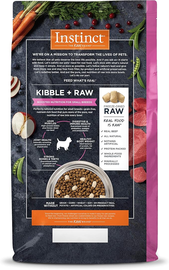 Instinct Raw Boost Small Breed Grain Free Recipe with Real Beef Natural Dry Dog Food, 4 lb. Bag - PAWPICO