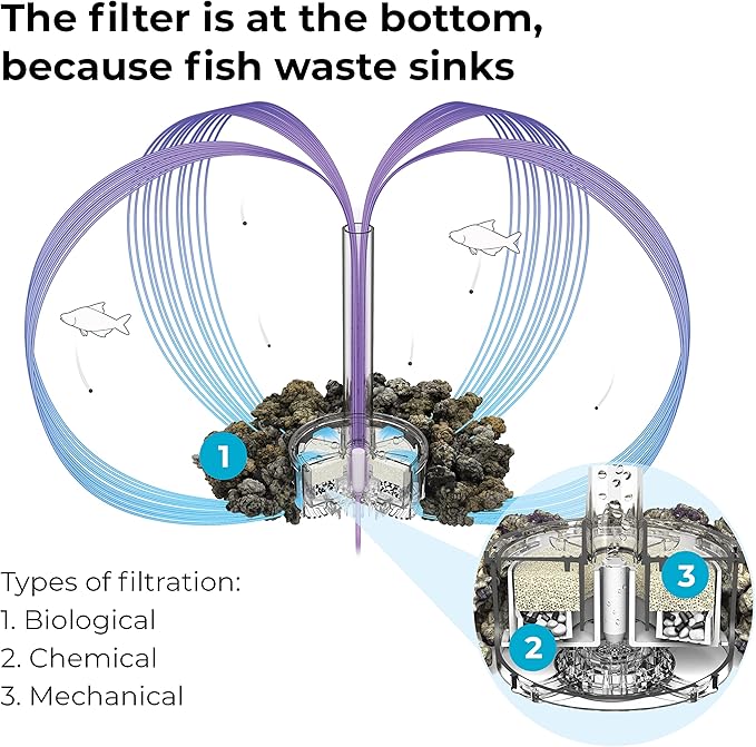biOrb Life 15 Acrylic 4-Gallon Aquarium with Multi-Color Remote-Controlled LED Lights Modern Compact Tank for Tabletop or Desktop Display, Transparent biOrb