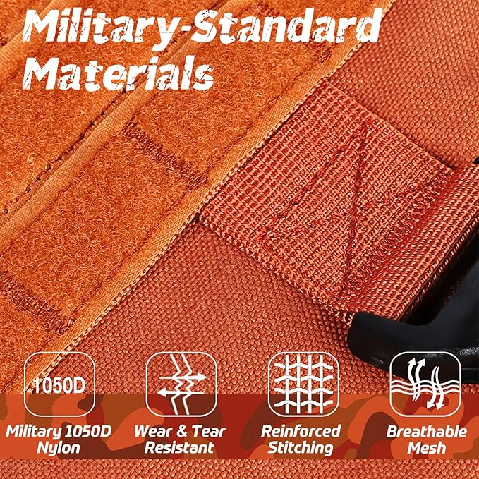 rabbitgoo Tactical Dog Harness for Large Dogs, Heavy Duty Dog Harness with Handle, No-Pull Service Dog Vest Large Breed, Adjustable Military Dog Vest Harness for Training Hunting Walking, Orange, M rabbitgoo