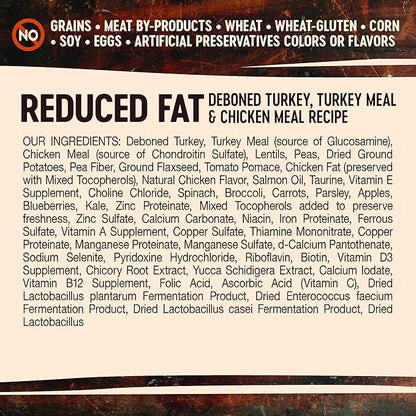 Wellness CORE Grain-Free High-Protein Dry Dog Food, Natural Ingredients, Made in USA with Real Meat, All Breeds, For Adult Dogs (Reduced Fat, 12-Pound Bag) - PAWPICO