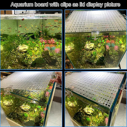 4 Aquarium lid Hood Fish Tank top Cover Terrarium lid Plastic Grid Panel Egg Crate Grate 6 Aquarium Glass Cover Board Clip Weramics