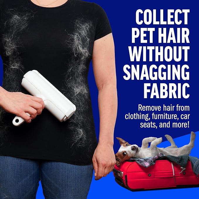 Chom Chom Roller Pet Hair Remover and Reusable Lint Roller - ChomChom Cat and Dog Hair Remover for Furniture, Couch, Carpet, Clothing and Bedding - Portable, Multi-Surface Fur Removal Tool - PAWPICO