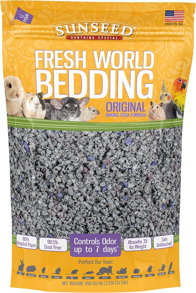 Sunseed 18220 Fresh World Bedding for Small Animals, Original Gray - 450 Cubic Inch Sunseed