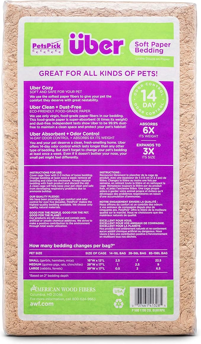 Uber Soft Paper Pet Bedding for Small Animals, Natural, 28L PetsPick%C2%AE