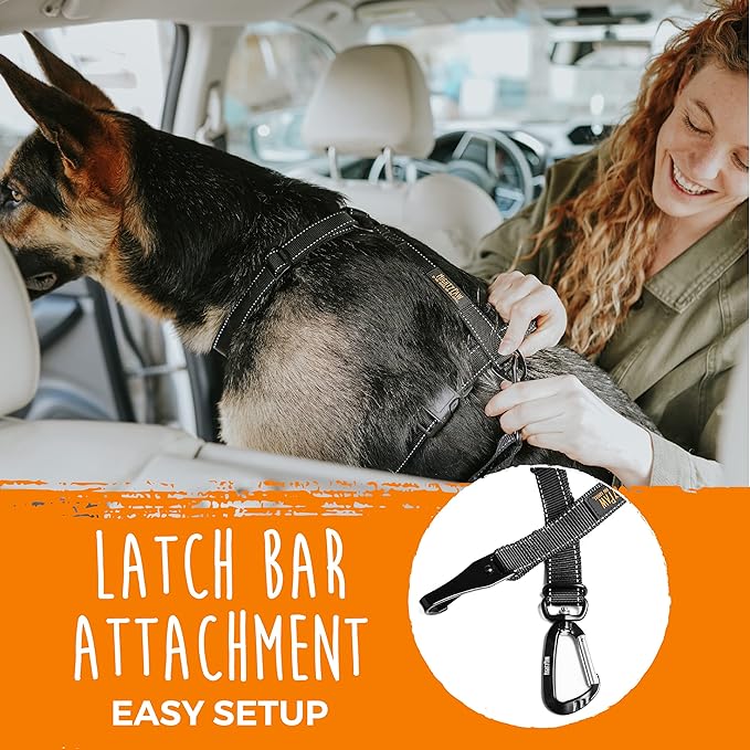 Mighty Paw Dog Seat Belt For Car - LATCH Compatible Adjustable Dog Seatbelt Harness for Small, Medium and Large Pets. Distraction Free Driving, Heavy-Duty Design with Aviation Grade Aluminum Carabiner - PAWPICO