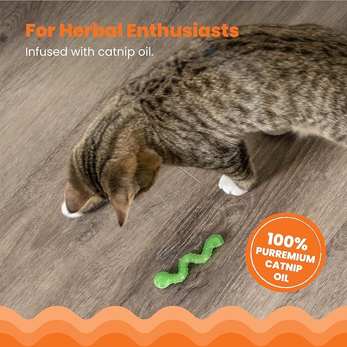 Catstages Orkakat Wiggle Worm Dental Catnip Cat Chew Toy, Assorted Color - PAWPICO