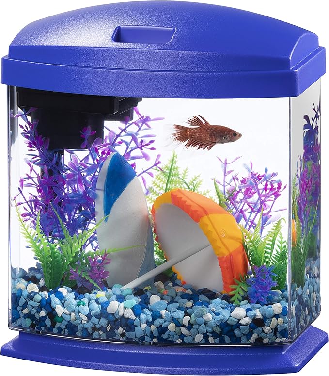 Aqueon LED MiniBow Small Aquarium Fish Tank Kit with SmartClean Technology, Blue, 1 Gallon Aqueon
