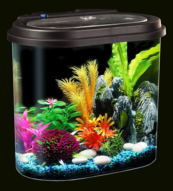 Koller Products AquaView 4.5-Gallon Aquarium Starter Kit with Full Filtration and LED Lighting (7 Dazzling Color Selection), Ideal for a Variety of Tropical Fish DISCOVERTHEEXCITINGWORLDOFKEEPINGTROPICALFISH