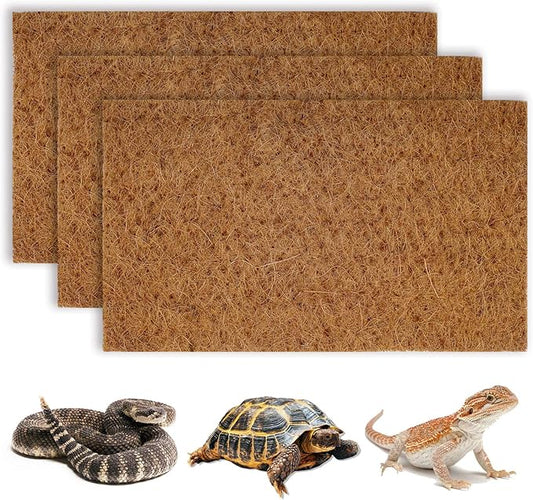BWOGUE Reptile Carpet Natural Coconut Fiber Tortoise Lizard Mat,3 Pack Pet Terrarium Liner for Lizard Snakes Chamelon Geckos Turtle Bedding Mat Reptile Supplies BWOGUEPetHome