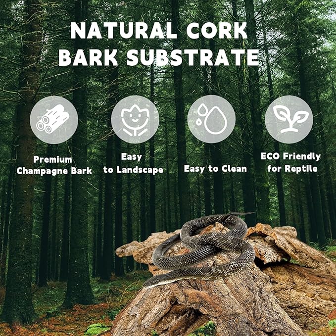 BNOSDM Reptile Terrarium Bark Substrate Bedding Tortoise Natural Cork Bark Reptile Climbing Mat Habitat Decor for Lizard Snake Spiders Hermit Crabs Tarantula Geckos Bearded Dragons (0.7 LB) BNOSDM