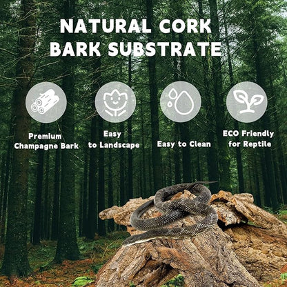 BNOSDM Reptile Terrarium Bark Substrate Bedding Tortoise Natural Cork Bark Reptile Climbing Mat Habitat Decor for Lizard Snake Spiders Hermit Crabs Tarantula Geckos Bearded Dragons (0.7 LB) BNOSDM