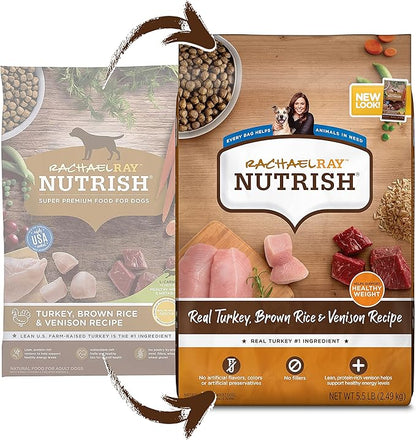 Rachael Ray Nutrish Dry Dog Food, Turkey, Brown Rice & Venison Recipe for Weight Management, 5.5 Pounds - PAWPICO