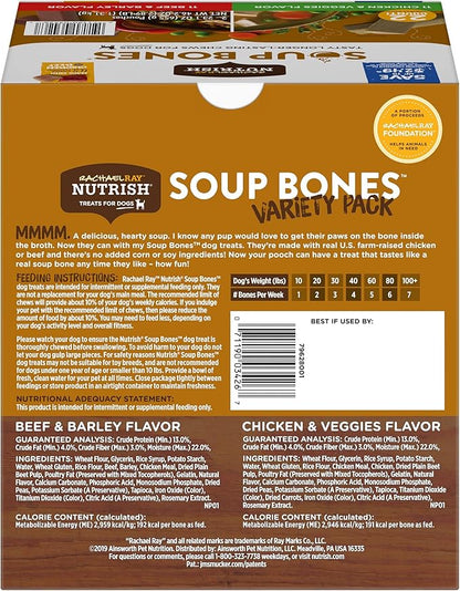 Rachael Ray Nutrish Soup Bones Long Lasting Dog Chews Variety Pack, 22 Count (Pack of 1) - PAWPICO