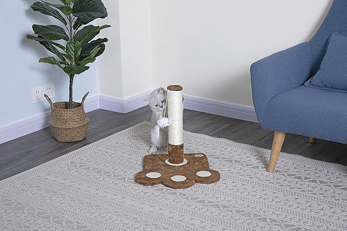 Go Pet Club Everyday Value 16in Small Sisal Covered Scratching Post Cat Tower Kitty Condo Kitten Furniture with Hanging Mouse for Indoor Cats, Brown - PAWPICO