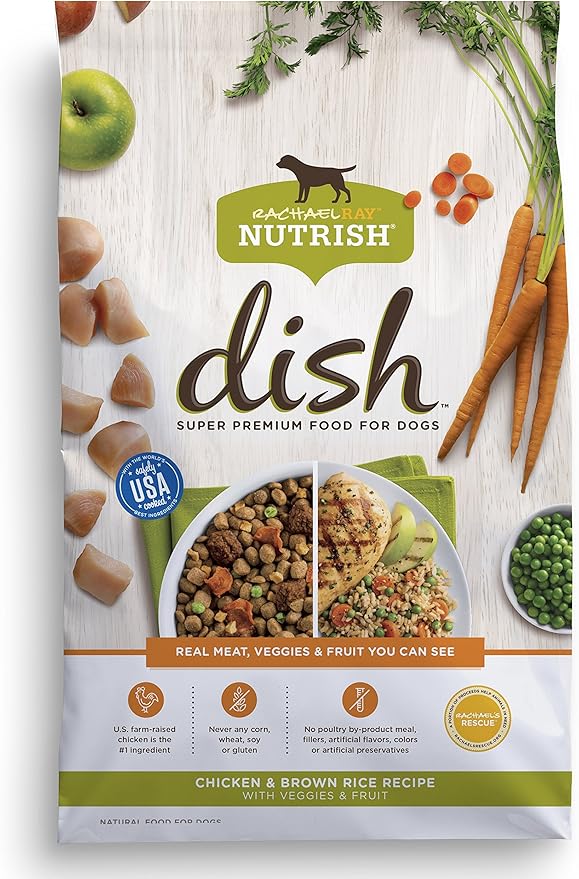 Nutrish Rachael Ray Dish Premium Natural Dry Dog Food, Chicken & Brown Rice Recipe with Veggies & Fruit, 3.75 Pounds - PAWPICO