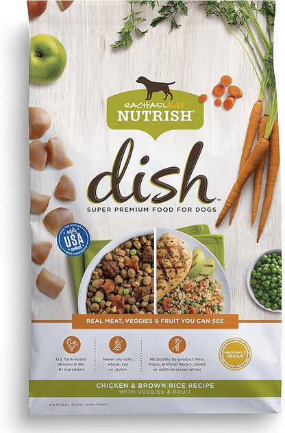 Nutrish Rachael Ray Dish Premium Natural Dry Dog Food, Chicken & Brown Rice Recipe with Veggies & Fruit, 3.75 Pounds - PAWPICO