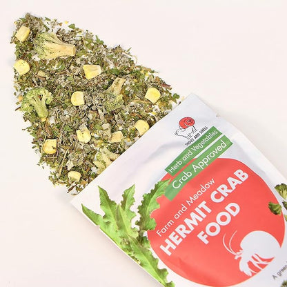 Snout and Shell Farm and Meadow Hermit Crab Food - Green Blend Diet of Dandelion Leaf, Cilantro, Raspberry Leaf, Broccoli, Corn - Eco Animal Pet Snack Treat for Protein & Nutrients | 39g SNOUTANDSHELL