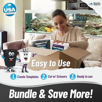 Aquarium Carbon Pad - Cut to Fit Carbon Infused Filter Pad Media for Crystal Clear Fish Tank and Ponds (10.5 Inch Width, Aquarium Bundle) AquaticExperts