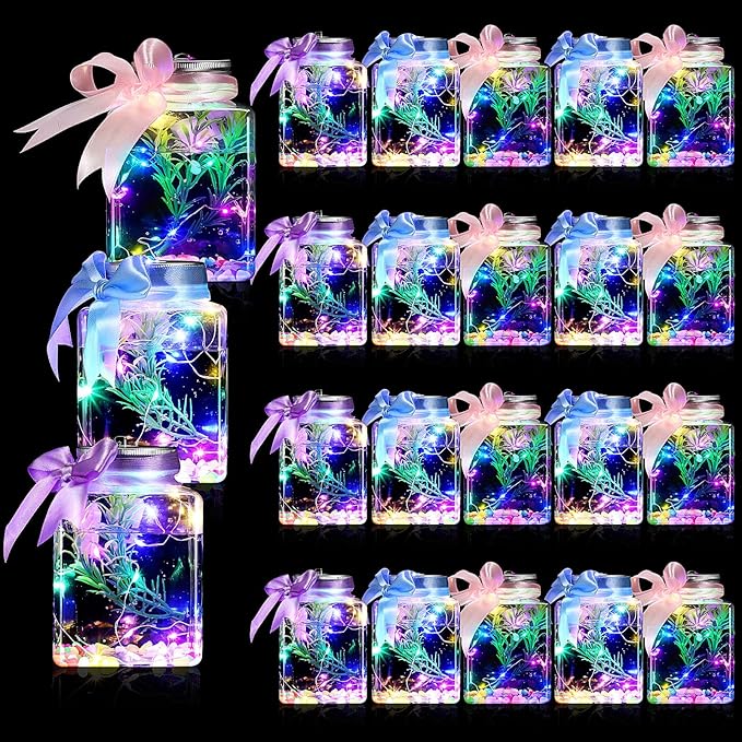 Domensi 20 Pcs 17oz LED Plastic Fish Bowls Plastic Ivy Bowls 3'' Glowing Plastic Vases Unbreakable Plastic Fish Tank Clear Shatterproof Fishbowl Plastic Aquarium for Carnival Game Accessory Home Party Domensi