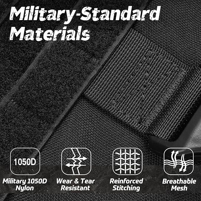 rabbitgoo Tactical Dog Harness for Large Dogs, Heavy Duty Dog Harness with Handle, No-Pull Service Dog Vest Large Breed, Adjustable Military Dog Vest Harness for Training Hunting Walking, Black, XL rabbitgoo