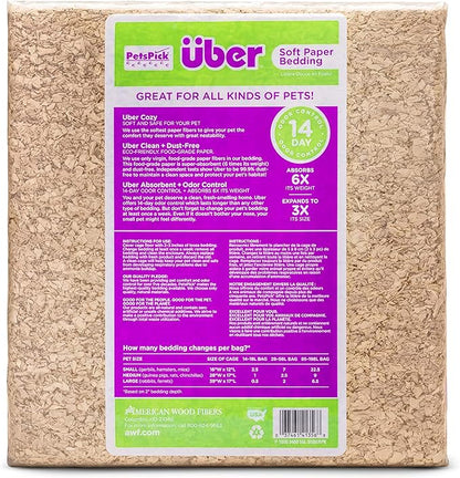 Uber Soft Paper Pet Bedding for Small Animals, Natural, 56L PetsPick%C2%AE