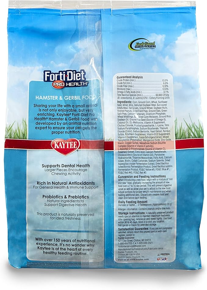 Kaytee Forti-Diet Pro Health Pet Hamster & Gerbil Food, 3 Pound Kaytee