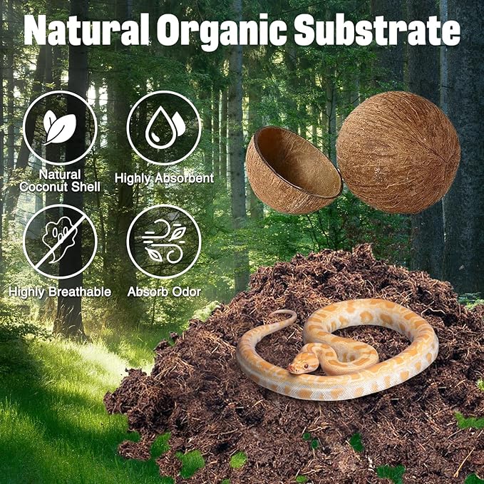 PINVNBY 4 Pack Natural Compressed Coconut Fiber Substrate, Coconut Coir, Coconut Fiber Brick, Coconut Husk Terrarium Bedding for Reptile, Bearded Dragon, Turtle, Hermit Crab, Snake, Lizards PINVNBY