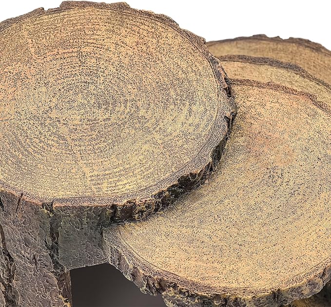 Reptile Hide Bearded Dragon Tank Accessories Reptile Snake Hideouts Stump Cave Habitat Decor for Turtles Lizards LUCOSIU