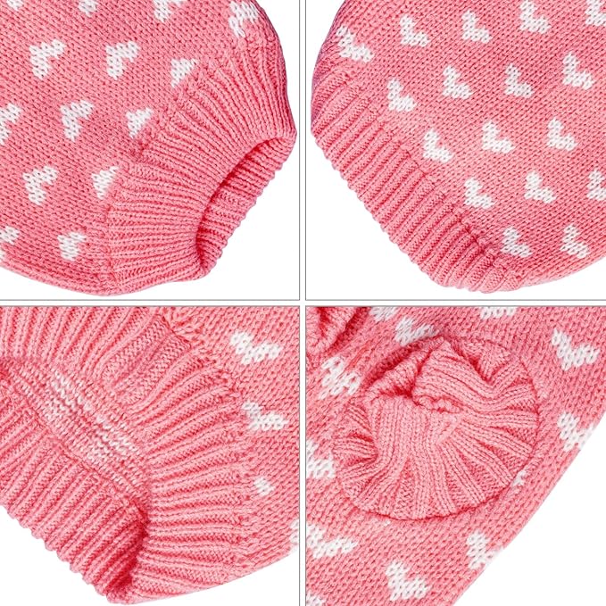 Dxhycc Dog Knitted Sweater Dog Heart Sweater Puppy Sweater Warm Soft Pet Holiday Clothes for Large Cats and Dogs (Pink, L) - PAWPICO