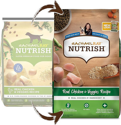 Rachael Ray Nutrish Premium Natural Dry Dog Food, Real Chicken & Veggies Recipe, 28 Lb - PAWPICO