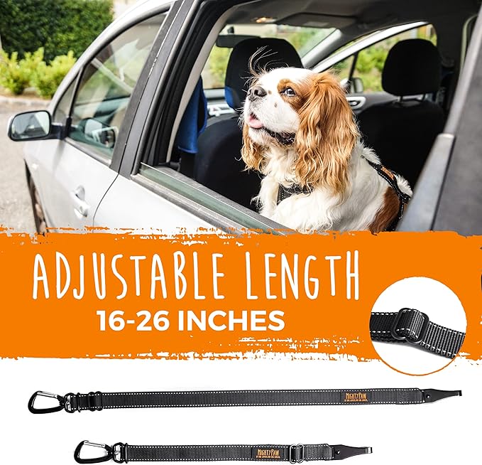 Mighty Paw Dog Seat Belt For Car - LATCH Compatible Adjustable Dog Seatbelt Harness for Small, Medium and Large Pets. Distraction Free Driving, Heavy-Duty Design with Aviation Grade Aluminum Carabiner - PAWPICO