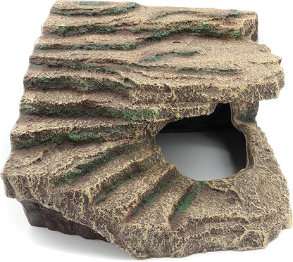 Resin Reptile Hideouts Cave Habitat Decor for Gecko Leopard Lizards Toad Turtle (B- Extra Large) JIHAQUA