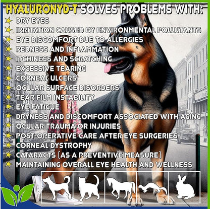 Lubricating Gel Eye Drops 15ml With Hyaluronic Acid 0.25% & Taurine For Pets Cat&Dog Moisturizer Soothes Dryness And Irritation & Itchy, Daily Use To Relieve Dry Eyes, Artificial Tears PAWPICO