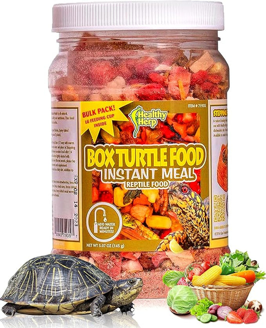 Box Turtle Food Instant Meal for Reptiles - Nutritious Turtle Food, Tortoise Habitat Accessories, Tortoise Food - Made in USA, Quick Prep - 5.07 oz (145g) HealthyHerp