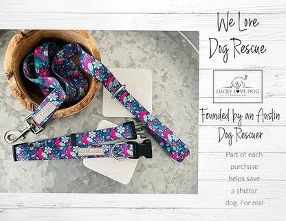 Lucky Love Dog - Adjustable Dog Collar and Leash Set with Easy Click Buckle for Small to Large Dogs, Durable, & Comfortable Collar for Male & Female Dogs, Puppies & Adult Dogs - CarrieBelle, Medium LuckyLoveDog