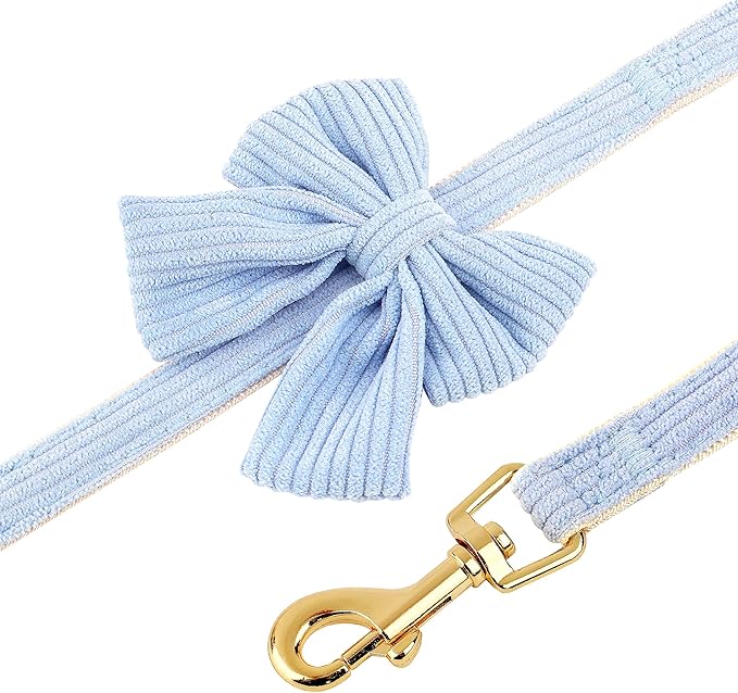 Didog Cute Small Dog Collar Harness & Leash Set, Adjustable Dog Collars and Leashes with Bowtie, Breathable Soft Mesh Padded Dog Vest for Puppies Small Dogs Walking,Blue, S Didog