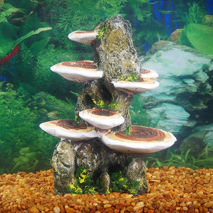 Penn-Plax Deco-Replicas Tree Trunk with Shelf Mushrooms Aquarium Decoration – Safe for Freshwater and Saltwater Fish Tanks – Medium Penn-Plax