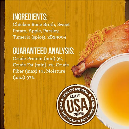 Merrick Grain Free Bone Broth, Premium Human Grade And Gluten Free Dog And Cat Food Topper Pouches, Chicken - 16 oz. Pouch. (Pack of 2) - PAWPICO