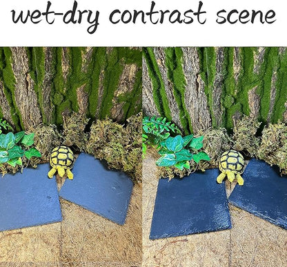 Reptile Basking Platform 2Pcs 6.0''x6.0'' Turtle Rock Plate Slate Feeding Platform Food Dish Bowl Bathing Rock Rest Terrace for Chameleon Lizard Bearded Dragon Gecko Snake Frog Newt (6.0''/15CM) Tfwadmx