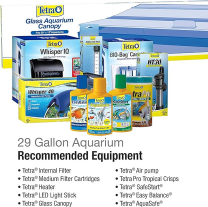 Tetra Glass Aquarium 29 Gallons, Rectangular Fish Tank, Assorted Color Tetra