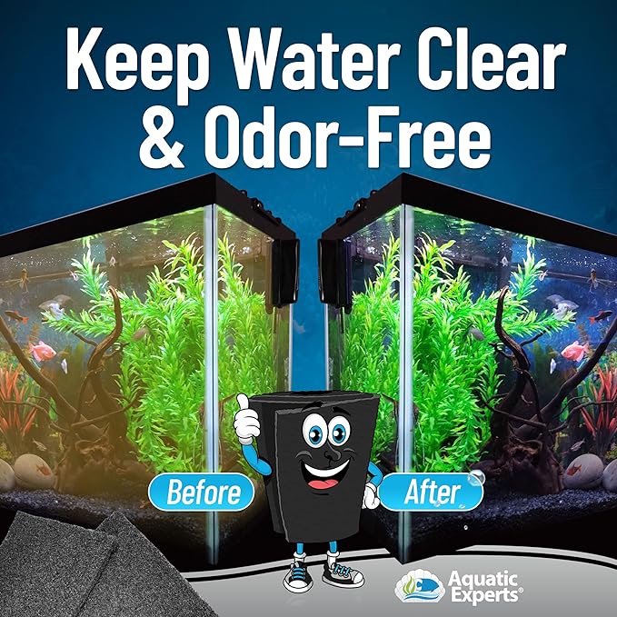 Aquarium Carbon Pad - Cut to Fit Carbon Infused Filter Pad Media for Crystal Clear Fish Tank and Ponds (18 Inch Width, 36 Inch Long) AquaticExperts