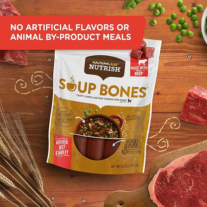 Rachael Ray Nutrish Soup Bones Dog Treats, Beef & Barley Flavor, 6 Bones - PAWPICO