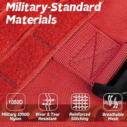 rabbitgoo Tactical Dog Harness for Small, Heavy Duty Pet Harness with Handle, No-Pull Service Vest Small Breed, Adjustable Military Dog Vest for Training Hunting Walking, Red, S rabbitgoo