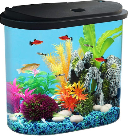 Koller Products AquaView 4.5-Gallon Aquarium Starter Kit with Full Filtration and LED Lighting (7 Dazzling Color Selection), Ideal for a Variety of Tropical Fish DISCOVERTHEEXCITINGWORLDOFKEEPINGTROPICALFISH