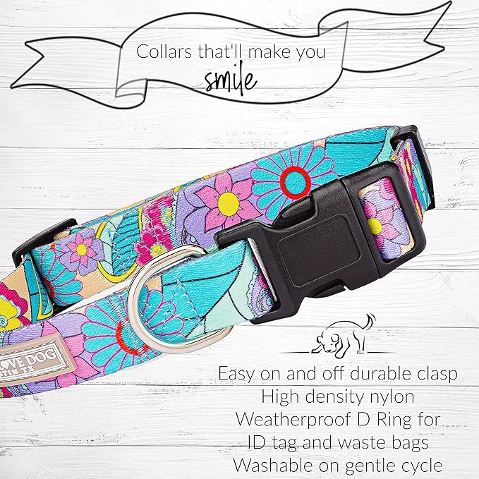 Lucky Love Dog - Adjustable Dog Collar and Leash Set with Easy Click Buckle for Small to Large Dogs, Durable, & Comfortable Collar for Male & Female Dogs, Puppies & Adult Dogs - Caroline, XL LuckyLoveDog