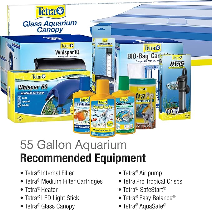 Tetra Glass Aquarium 55 Gallons, Rectangular Fish Tank (NV52018) Tetra