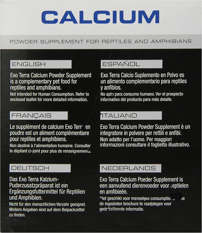 Exo Terra Calcium Powder: Ultra Fine, High Calcium Formula Supports Bone Health, Growth, and Metabolism. Perfect for Insects, Fruits & Veggies 15.9 oz. ExoTerra