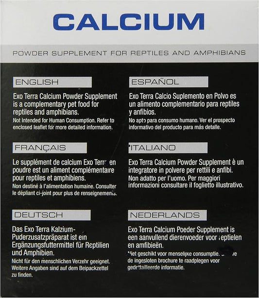 Exo Terra Calcium Powder: Ultra Fine, High Calcium Formula Supports Bone Health, Growth, and Metabolism. Perfect for Insects, Fruits & Veggies 15.9 oz. ExoTerra